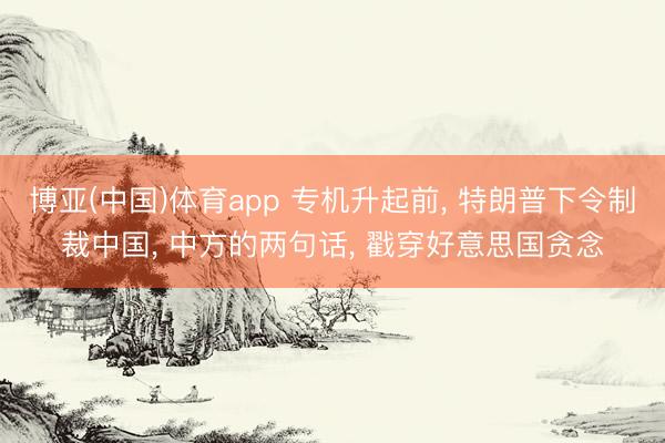 博亚(中国)体育app 专机升起前, 特朗普下令制裁中国, 中方的两句话, 戳穿好意思国贪念