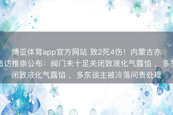 博亚体育app官方网站 致2死4伤！内蒙古赤峰一米线店闪爆事故造访推崇公布：阀门未十足关闭致液化气露馅 ，多东谈主被冷落问责处理