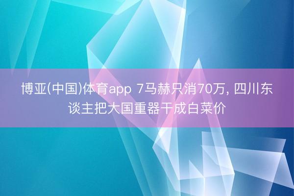 博亚(中国)体育app 7马赫只消70万, 四川东谈主把大国重器干成白菜价