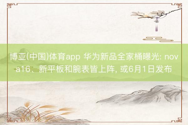 博亚(中国)体育app 华为新品全家桶曝光: nova16、新平板和腕表皆上阵， 或6月1日发布