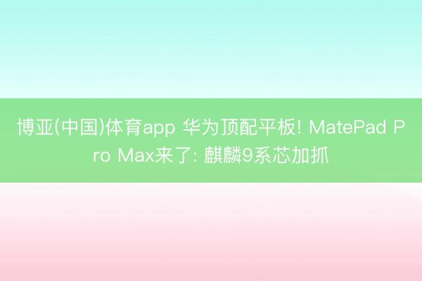 博亚(中国)体育app 华为顶配平板! MatePad Pro Max来了: 麒麟9系芯加抓
