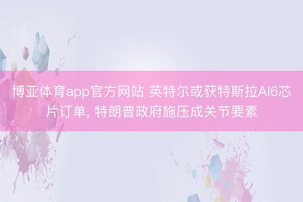 博亚体育app官方网站 英特尔或获特斯拉AI6芯片订单， 特朗普政府施压成关节要素