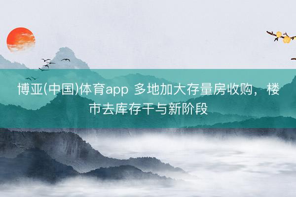 博亚(中国)体育app 多地加大存量房收购，楼市去库存干与新阶段