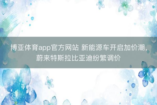 博亚体育app官方网站 新能源车开启加价潮,蔚来特斯拉比亚迪纷繁调价