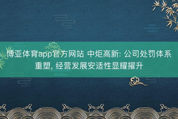 博亚体育app官方网站 中炬高新: 公司处罚体系重塑， 经营发展安适性显耀擢升