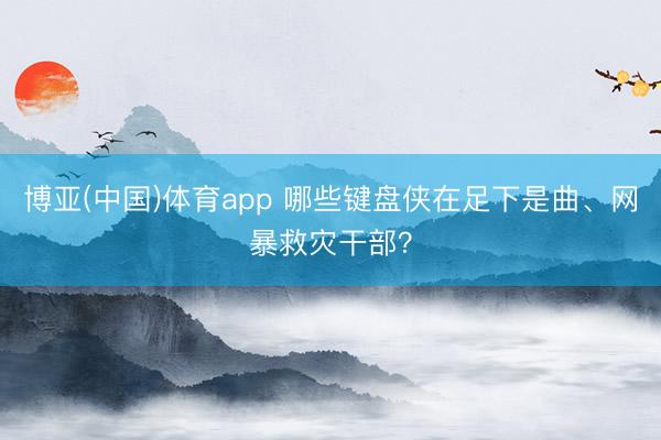博亚(中国)体育app 哪些键盘侠在足下是曲、网暴救灾干部?